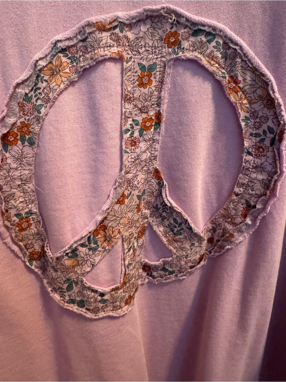 EASEL Oversized Pullover Sweatshirt with Floral Peace Sign Applique